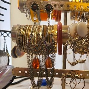 Amber Crystal Gunmetal Earrings